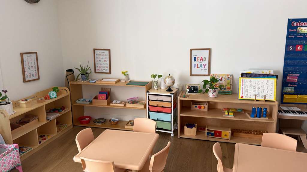 Learning area with Montessori materials